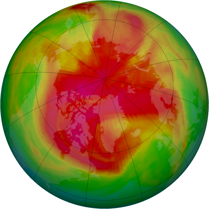 Arctic ozone map for 18 March 1989